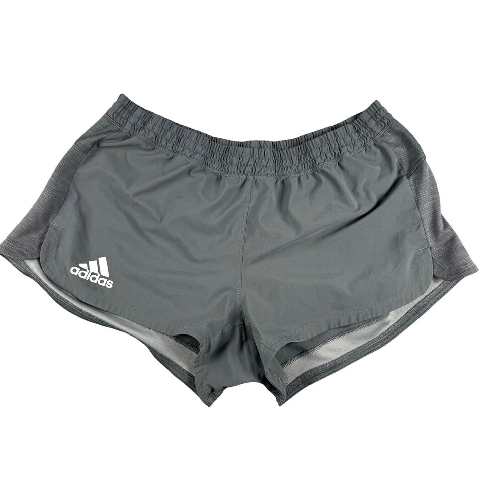 ADIDAS Shorts Womens Large Gray Climalite Performance Running Lined Loose Active